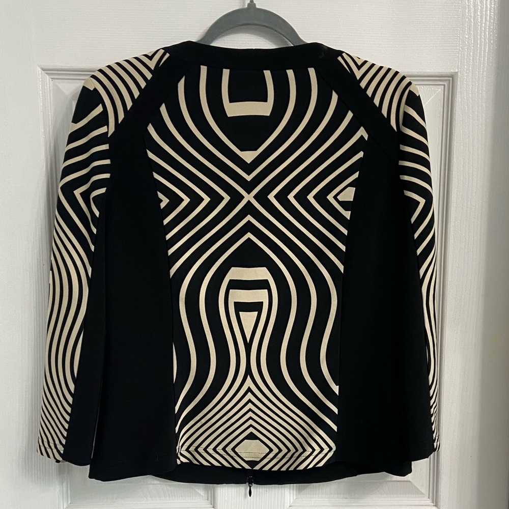 Joseph Ribkoff Full Zip Jacket Black & Tan Abstract Vintage Size Medium - Picture 3 of 6